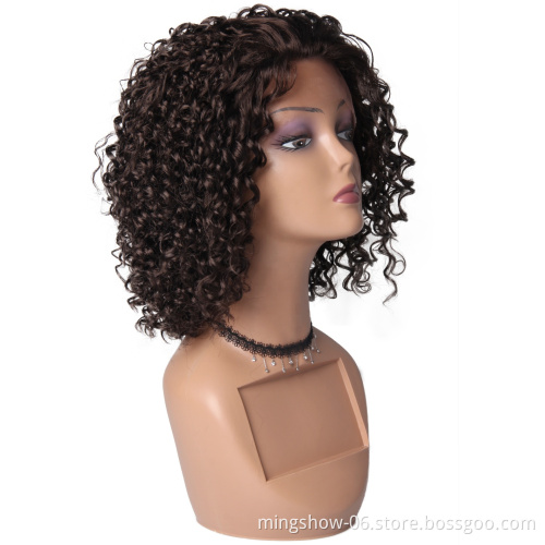 Cheap synthetic lace frontal wig, best quality deep wave curly synthetic wig